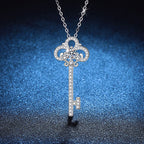 Vintage 3.5cm Key Pendant 1/2CT Moissanite Necklace