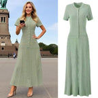 Sandro French Retro Short Sleeve Eyelet Knit Dress