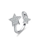 Full Moissanite Double Star Crossover Moissanite Ring