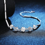 Moissanite Sterling Silver Clover Bracelet