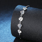 Moissanite Sterling Silver Clover Bracelet
