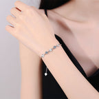 Moissanite Sterling Silver Clover Bracelet