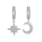 Ethereal Moon and Star Dangling Huggie Moissanite Earrings