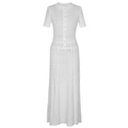 Sandro French Retro Short Sleeve Eyelet Knit Dress