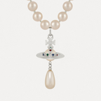Vivienne Westwood One Row Pearl Drop Choker Necklace Earrings