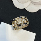 Chanel Black Leather Star Ring