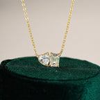 2 Carats Sugar Cube Heart Moissanite Pendant Clavicle Chain Necklace
