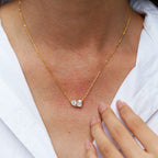 2 Carats Sugar Cube Heart Moissanite Pendant Clavicle Chain Necklace