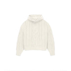 Essentials FW23 Cloud Dancer Cable Knit Hoodie