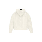 Essentials FW23 Cloud Dancer Cable Knit Hoodie