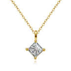 1 Carat Square Necklace 925 Sterling Silver Moissanite Pendant Necklace