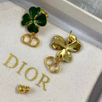 Chanel Green Clover Earrings