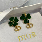 Chanel Green Clover Earrings