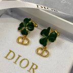 Chanel Green Clover Earrings